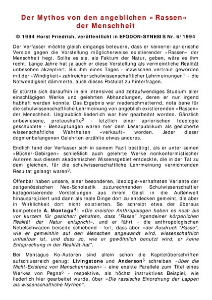 Der Mythos von den angeblichen “Rassen” der Menschheit