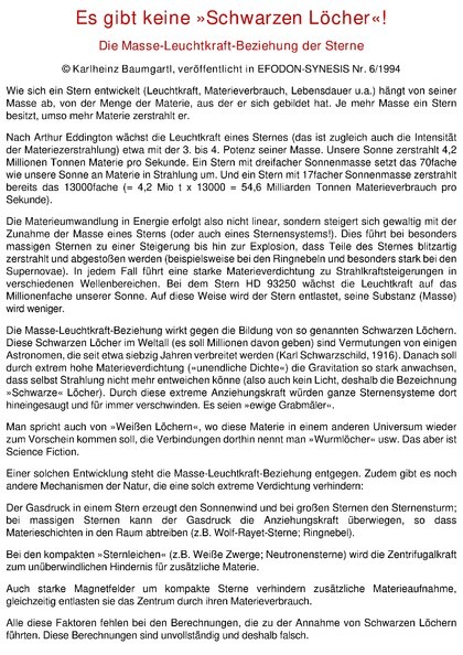 Es gibt keine “Schwarzen Löcher”!