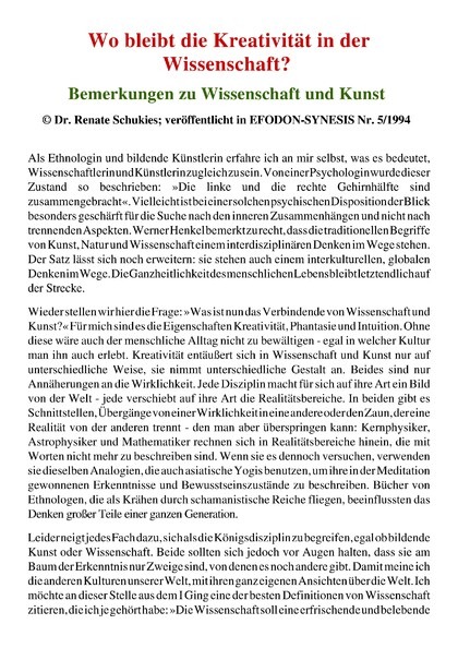 Wo bleibt die Kreativität in der Wissenschaft?