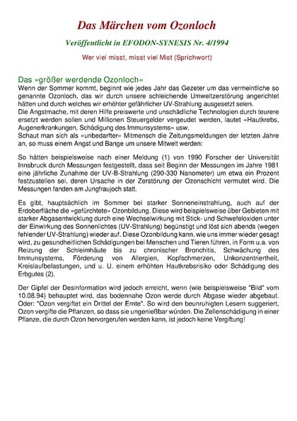 Das Märchen vom Ozonloch