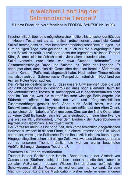 In welchem Land lag der Salomonische Tempel?