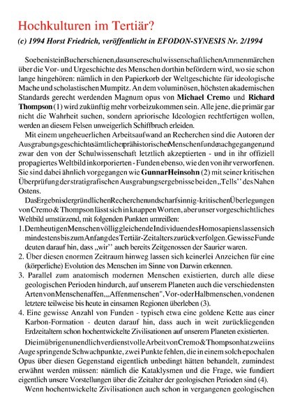 Hochkulturen im Tertiär?