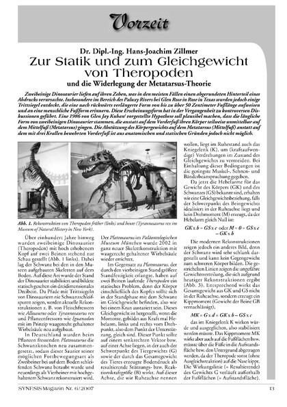Zur Statik und zum Gleichgewicht von Theropoden und die Widerlegung der Metatarsus-Theorie