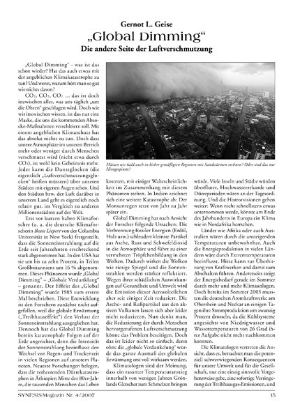 „Global Dimming“ – Die andere Seite der Luftverschmutzung