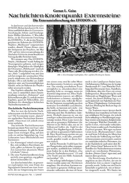 Nachrichten-Knotenpunkt Externsteine – Die Externsteinforschung des EFODON e. V.