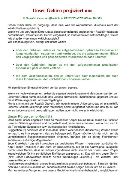 Unser Gehirn projiziert uns