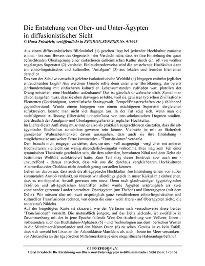Die Entstehung von Ober- und Unter-Ägypten in diffusionistischer Sicht