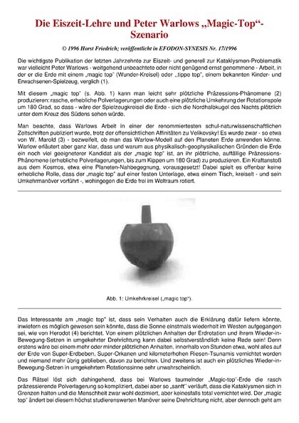 Die Eiszeit-Lehre und Peter Warlows “Magic-Top”-Szenario