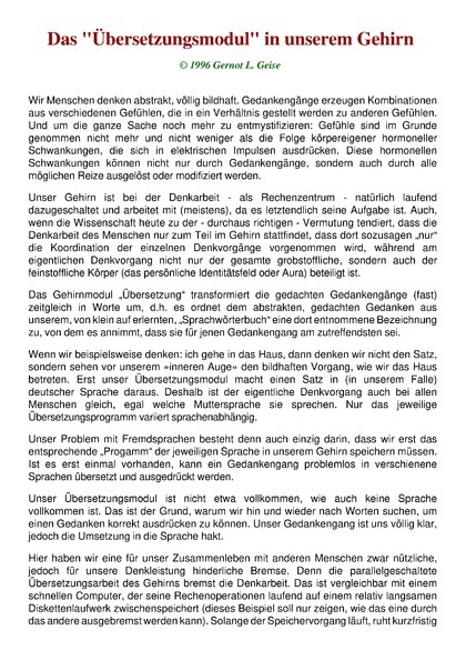 Das “Übersetzungsmodul” in unserem Gehirn