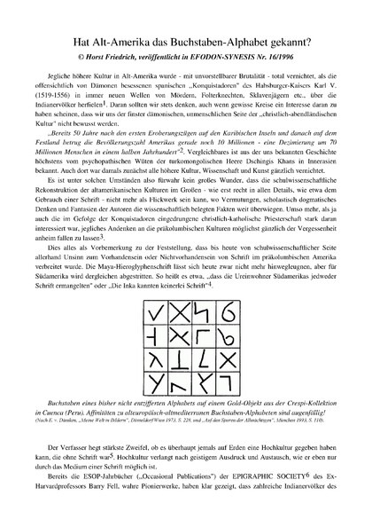 Hat Alt-Amerika das Buchstaben-Alphabet gekannt?