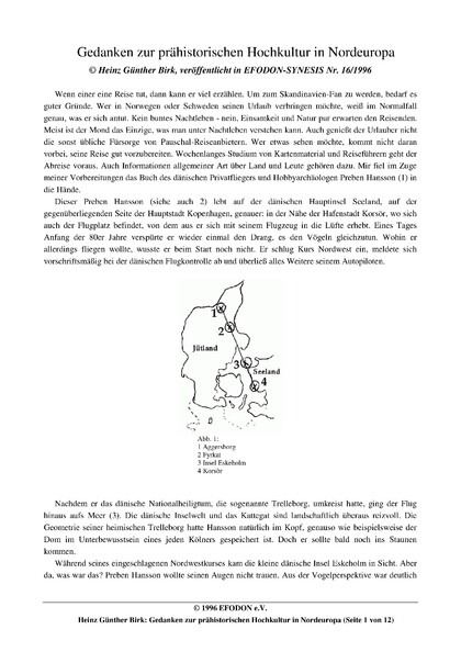 Gedanken zur prähistorischen Hochkultur in Nordeuropa