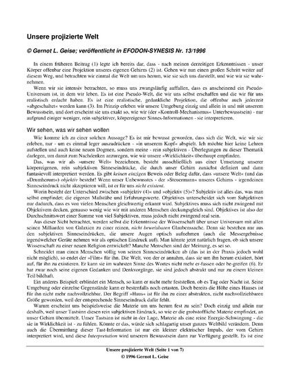 Unsere projizierte Welt