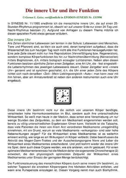 Die innere Uhr und ihre Funktion