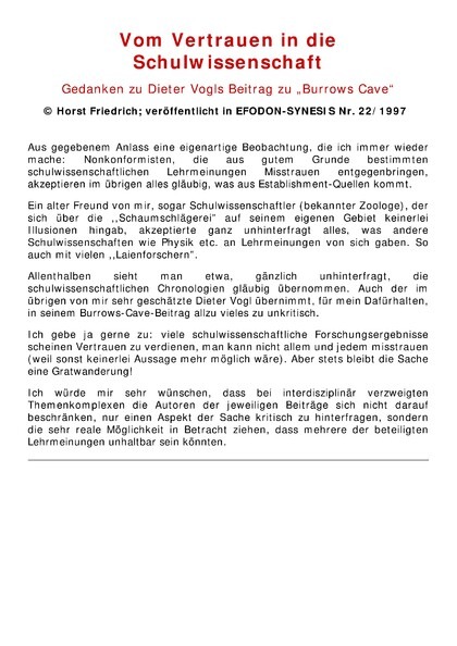 Vom Vertrauen in die Schulwissenschaft