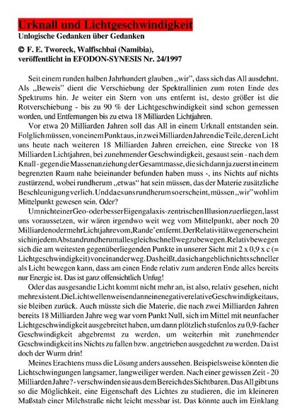 Urknall und Lichtgeschwindigkeit