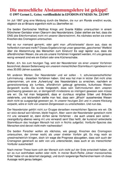 Die menschliche Abstammungslehre ist gekippt!