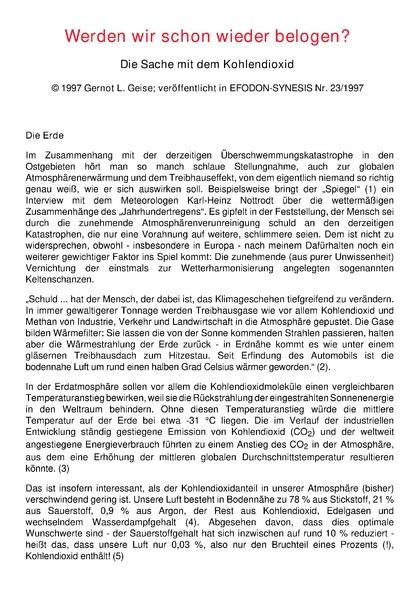 Werden wir schon wieder belogen? Die Sache mit dem Kohlendioxid