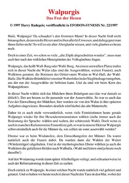 Walpurgis – das Fest der Hexen
