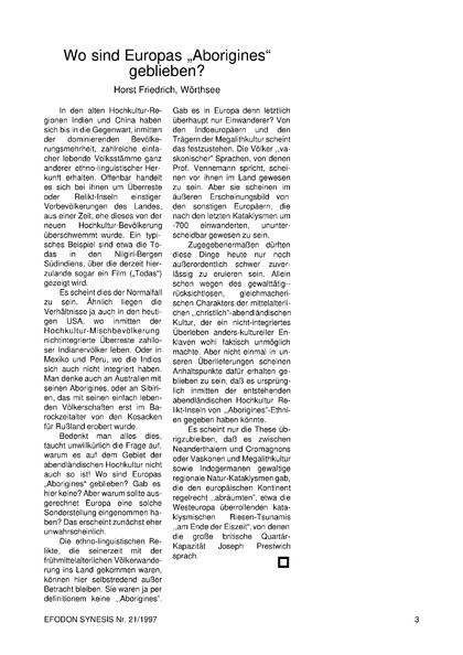 Wo sind Europas “Aborigines” geblieben?