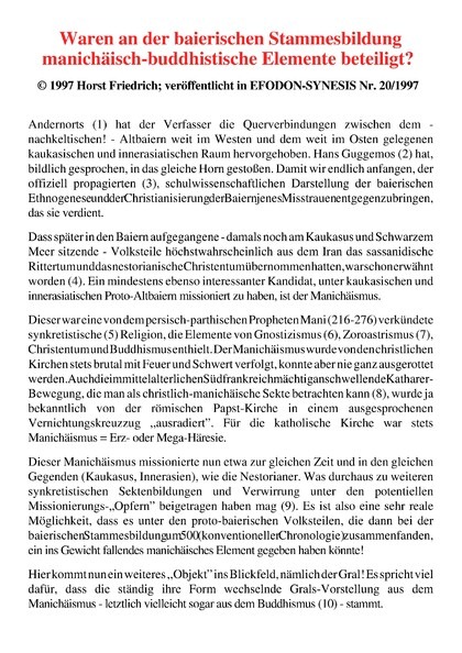 Waren an der baierischen Stammesbildung manichäisch-buddhistische Elemente beteiligt?