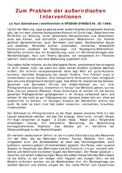 Zum Problem der außerirdischen Interventionen