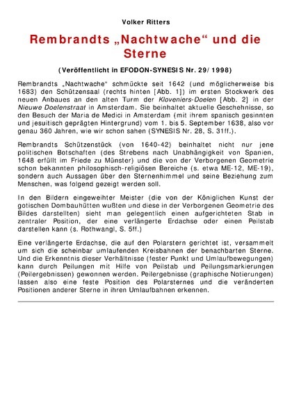 Rembrandts “Nachtwache” und die Sterne
