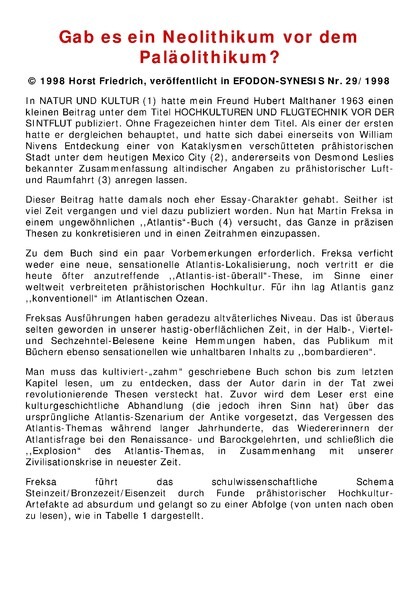 Gab es ein Neolithikum vor dem Paläolithikum?