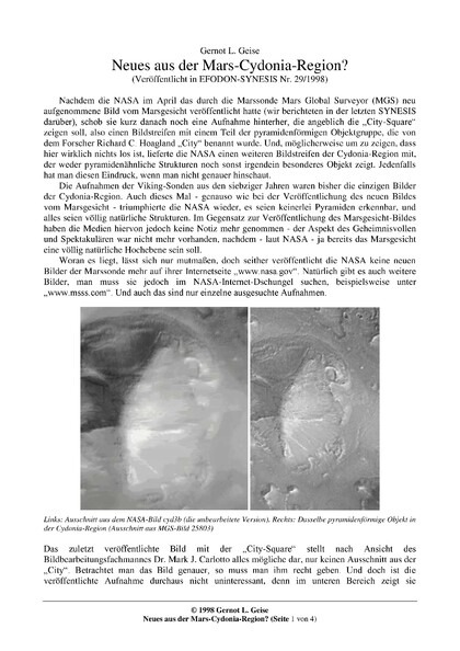 Neues aus der Mars-Cydonia-Region?