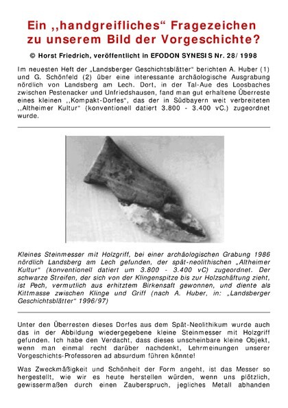 Ein “handgreifliches” Fragezeichen zu unserem Bild der Vorgeschichte?