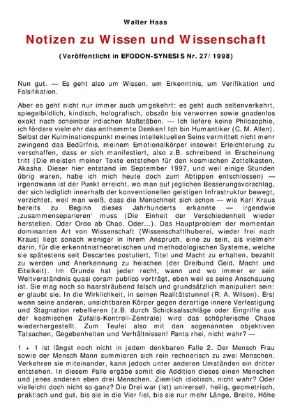 Notizen zu Wissen und Wissenschaft