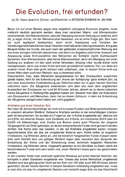 Die Evolution, frei erfunden?
