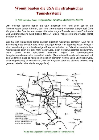 Womit bauten die USA ihr strategisches Tunnelsystem?