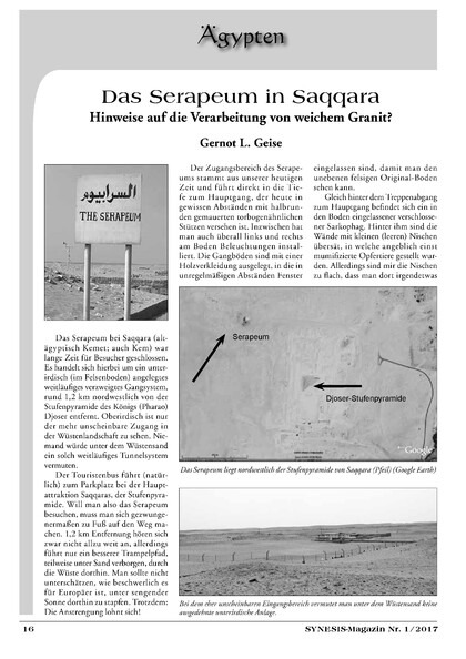Das Serapeum in Saqqara  Hinweise auf die Verarbeitung von weichem Granit?