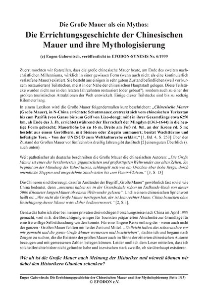 Die Große Mauer als Mythos: Die Errichtungsgeschichte der Chinesischen Mauer und ihre Mythologisierung