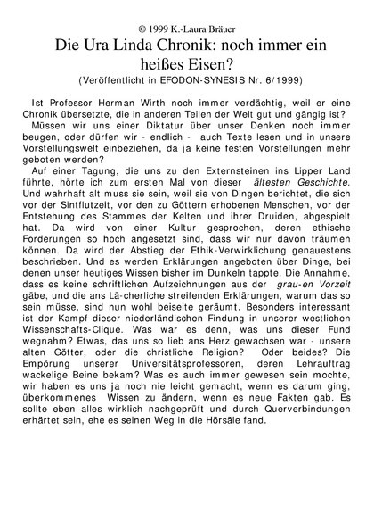 Ura Linda Chronik  noch immer ein heißes Eisen?