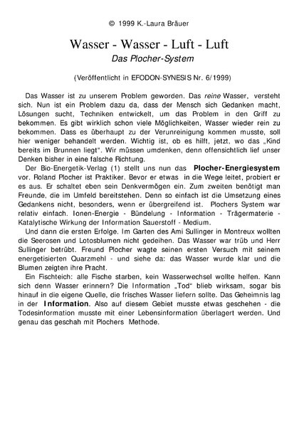 Wasser  Wasser  Luft  Luft. Das Plocher-System