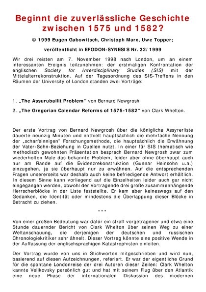 Beginnt die zuverlässliche Geschichte zwischen 1575 und 1582?
