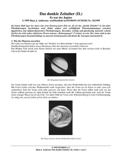 Das dunkle Zeitalter (II) Es war der Jupiter