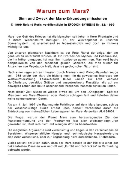 Warum zum Mars?