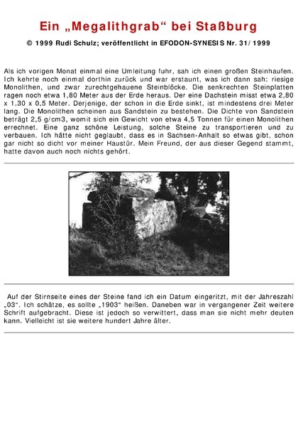 Ein Megalithgrab bei Staßburg