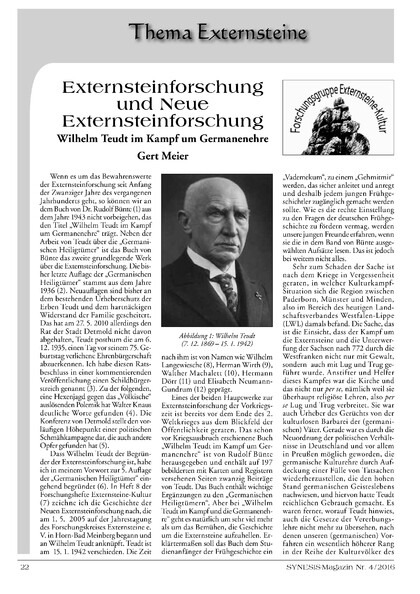 Externsteinforschung und Neue Externsteinforschung – Wilhelm Teudt im Kampf um Germanenehre