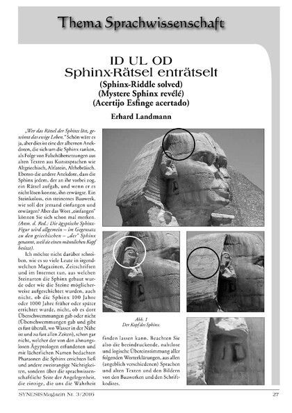 ID UL OD – Sphinx-Rätsel enträtselt