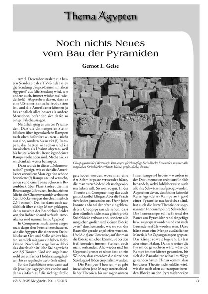 Noch nichts Neues vom Bau der Pyramiden