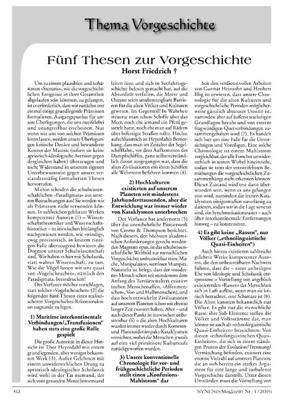 Fünf Thesen zur Vorgeschichte