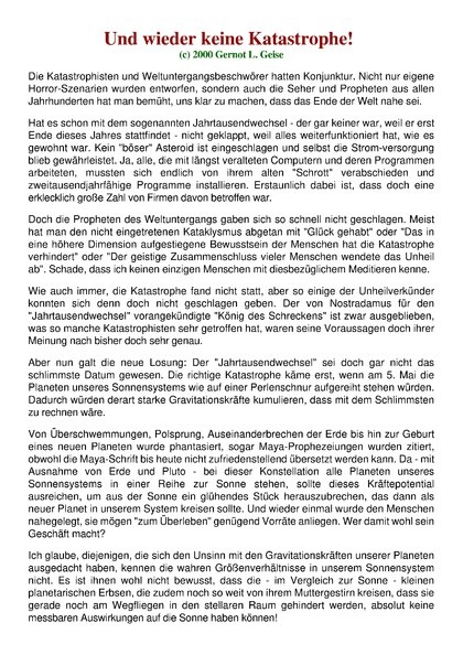 Und wieder keine Katastrophe!