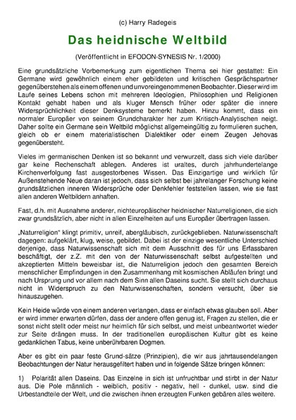 Das heidnische Weltbild