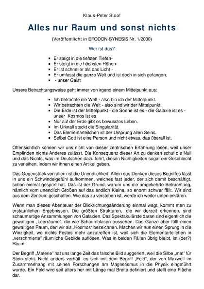 Alles nur Raum und sonst nichts