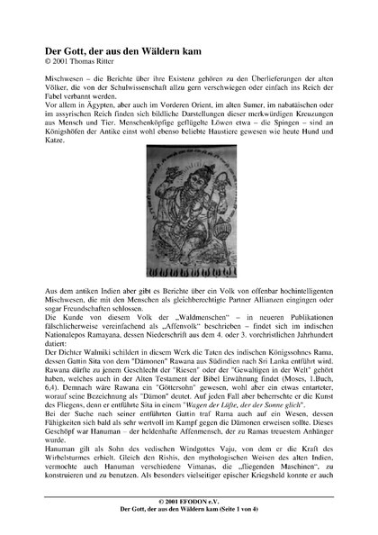 Der Gott, der aus den Wäldern kam