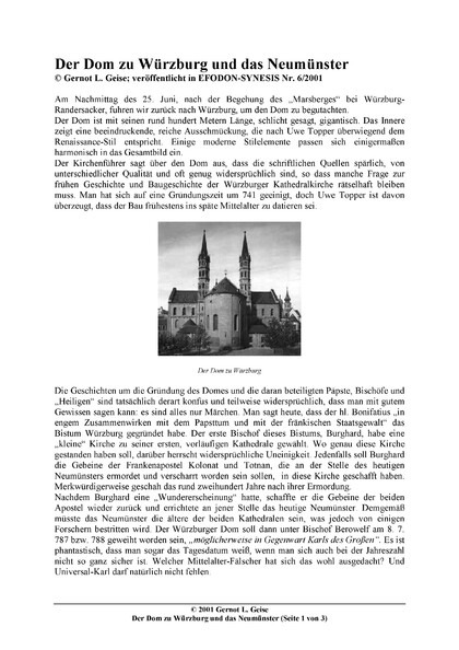 Der Dom zu Würzburg und das Neumünster