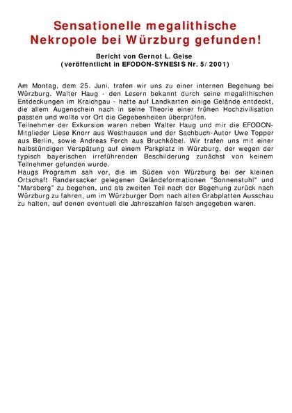 Sensationelle megalithische Nekropole bei Würzburg gefunden!